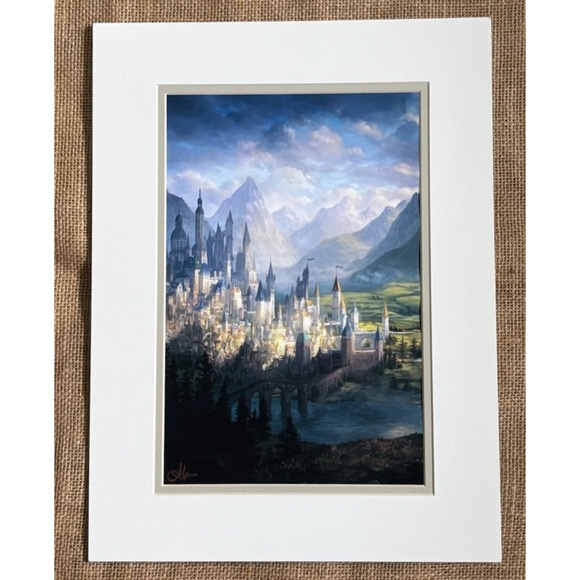 Edge Of Darkness Fan Art Print Signed Role Playing Fantasy Cityscape Magic - Picture 2 of 5